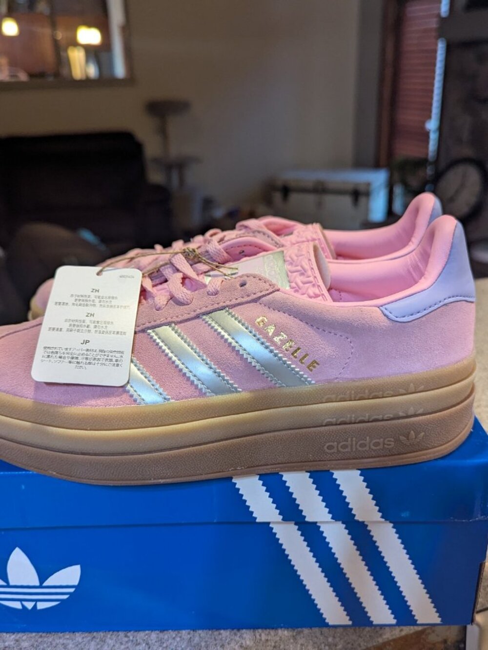 Adidas Gazelle Bold J Youth 5.5 Pink Silver New in Box
